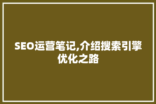 SEO运营笔记,介绍搜索引擎优化之路