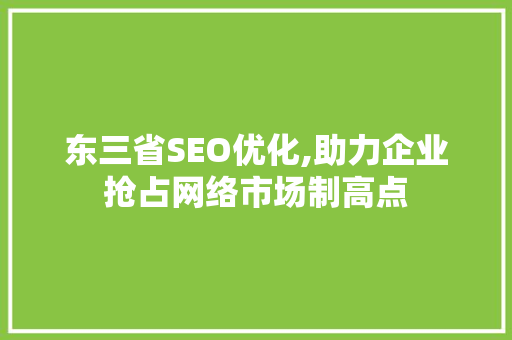 东三省SEO优化,助力企业抢占网络市场制高点  第1张