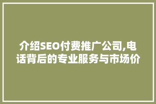 介绍SEO付费推广公司,电话背后的专业服务与市场价值