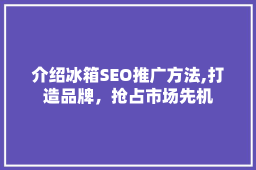 介绍冰箱SEO推广方法,打造品牌，抢占市场先机