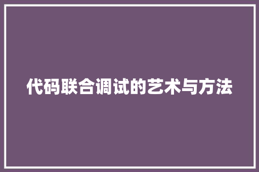 代码联合调试的艺术与方法
