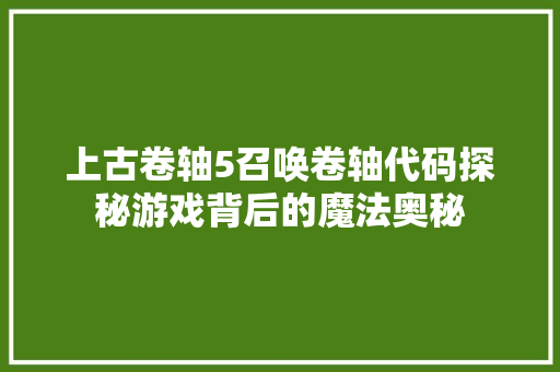 上古卷轴5召唤卷轴代码探秘游戏背后的魔法奥秘