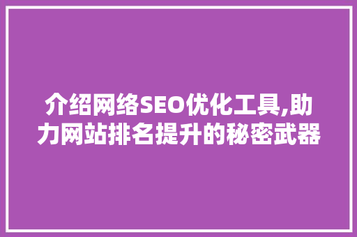 介绍网络SEO优化工具,助力网站排名提升的秘密武器
