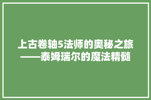 上古卷轴5法师的奥秘之旅——泰姆瑞尔的魔法精髓