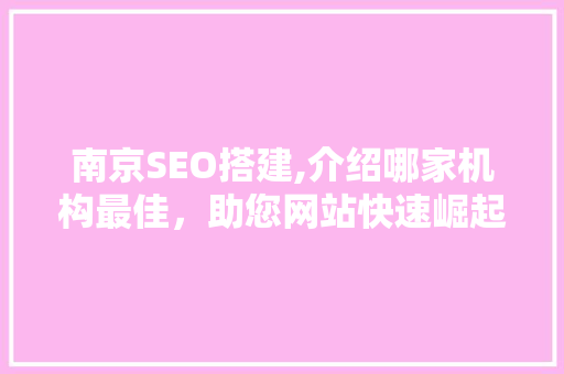 南京SEO搭建,介绍哪家机构最佳，助您网站快速崛起！