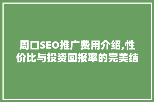 周口SEO推广费用介绍,性价比与投资回报率的完美结合