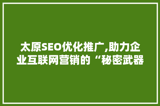 太原SEO优化推广,助力企业互联网营销的“秘密武器”