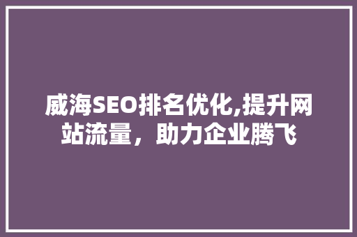 威海SEO排名优化,提升网站流量，助力企业腾飞