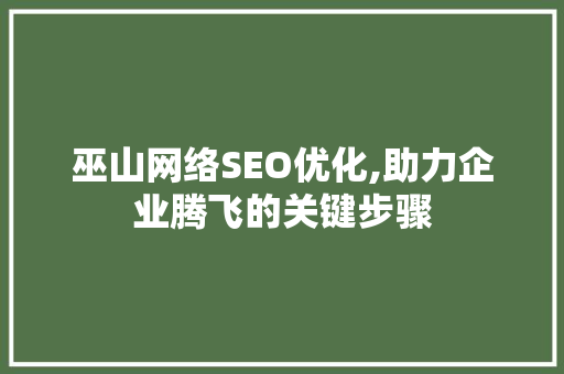 巫山网络SEO优化,助力企业腾飞的关键步骤