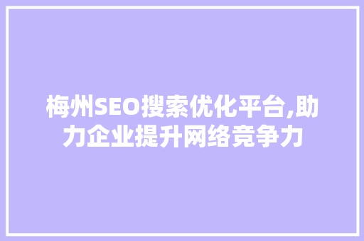 梅州SEO搜索优化平台,助力企业提升网络竞争力