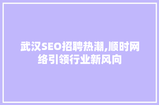 武汉SEO招聘热潮,顺时网络引领行业新风向