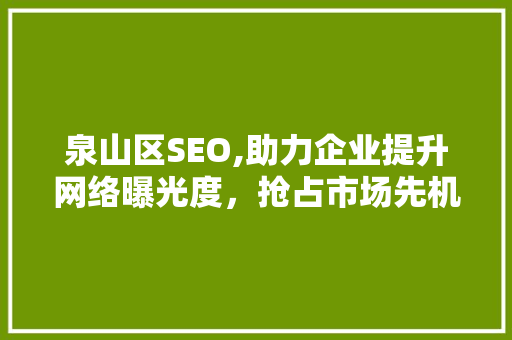泉山区SEO,助力企业提升网络曝光度，抢占市场先机