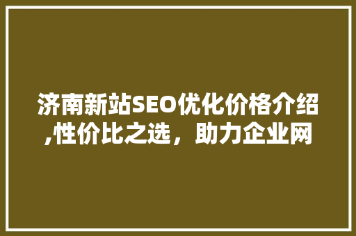济南新站SEO优化价格介绍,性价比之选，助力企业网络营销
