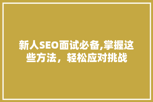 新人SEO面试必备,掌握这些方法，轻松应对挑战