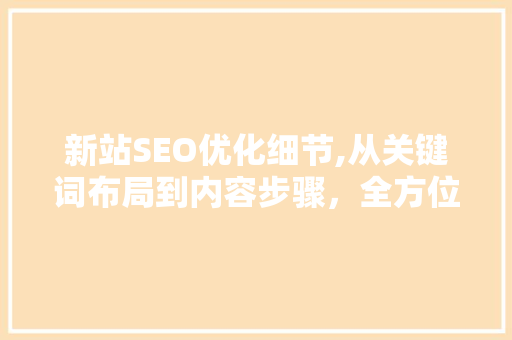 新站SEO优化细节,从关键词布局到内容步骤，全方位提升网站排名