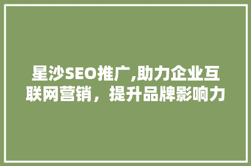 星沙SEO推广,助力企业互联网营销，提升品牌影响力