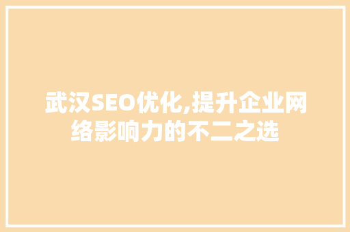 武汉SEO优化,提升企业网络影响力的不二之选