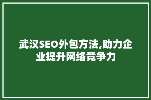 武汉SEO外包方法,助力企业提升网络竞争力