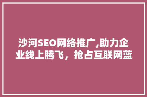 沙河SEO网络推广,助力企业线上腾飞，抢占互联网蓝海