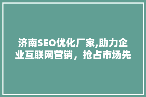 济南SEO优化厂家,助力企业互联网营销，抢占市场先机