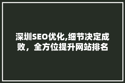 深圳SEO优化,细节决定成败，全方位提升网站排名