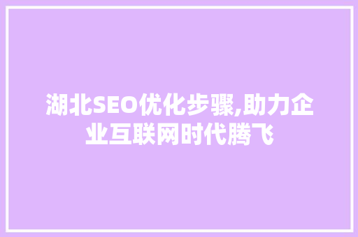 湖北SEO优化步骤,助力企业互联网时代腾飞
