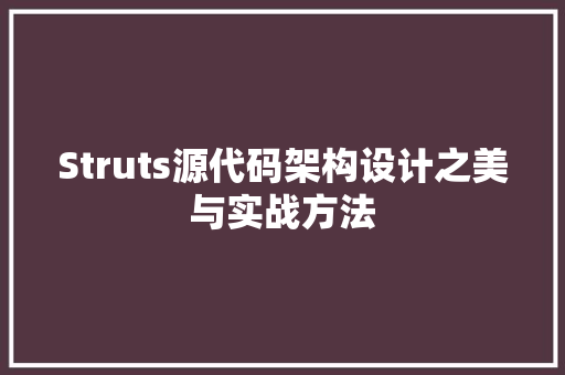 Struts源代码架构设计之美与实战方法