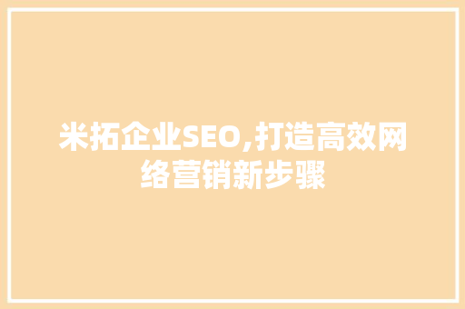 米拓企业SEO,打造高效网络营销新步骤