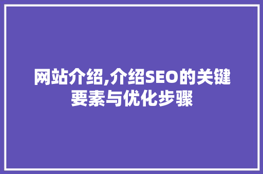 网站介绍,介绍SEO的关键要素与优化步骤