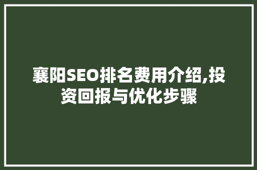 襄阳SEO排名费用介绍,投资回报与优化步骤