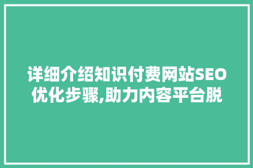 详细介绍知识付费网站SEO优化步骤,助力内容平台脱颖而出