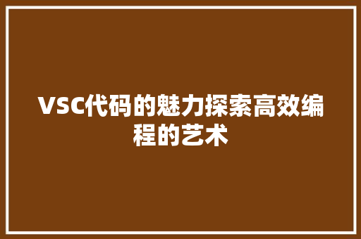 VSC代码的魅力探索高效编程的艺术