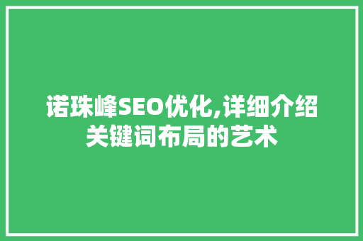 诺珠峰SEO优化,详细介绍关键词布局的艺术