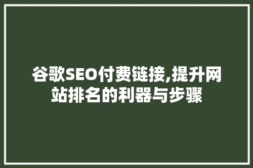 谷歌SEO付费链接,提升网站排名的利器与步骤