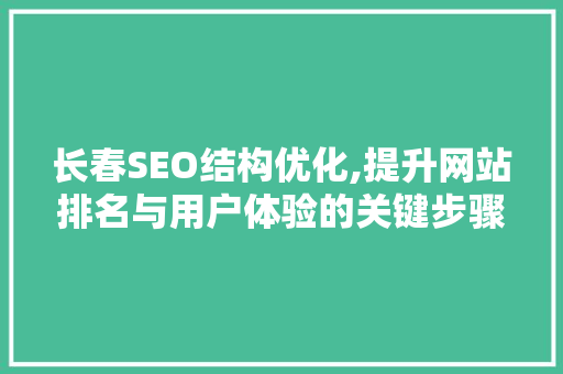 长春SEO结构优化,提升网站排名与用户体验的关键步骤