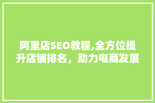 阿里店SEO教程,全方位提升店铺排名，助力电商发展