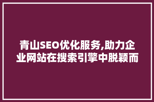青山SEO优化服务,助力企业网站在搜索引擎中脱颖而出