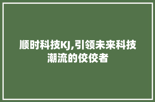 顺时科技KJ,引领未来科技潮流的佼佼者