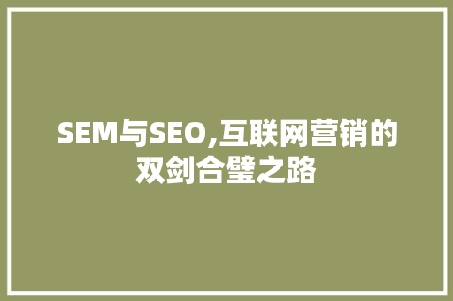 SEM与SEO,互联网营销的双剑合璧之路