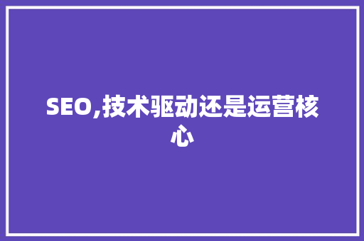 SEO,技术驱动还是运营核心