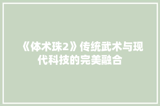 《体术珠2》传统武术与现代科技的完美融合