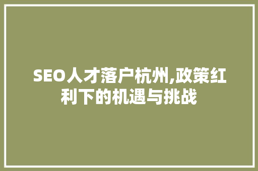 SEO人才落户杭州,政策红利下的机遇与挑战
