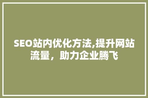 SEO站内优化方法,提升网站流量，助力企业腾飞