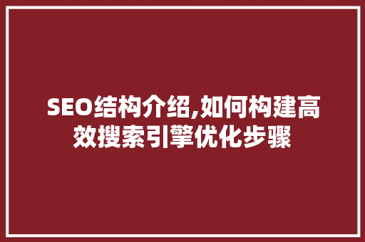 SEO结构介绍,如何构建高效搜索引擎优化步骤
