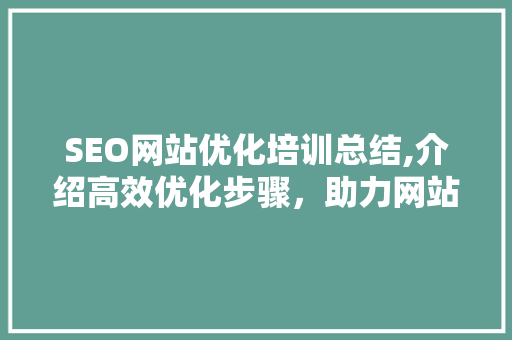 SEO网站优化培训总结,介绍高效优化步骤，助力网站排名提升