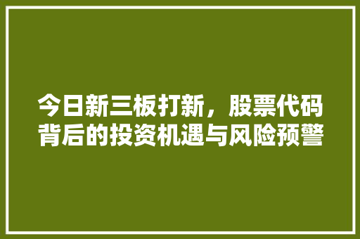 今日新三板打新，股票代码背后的投资机遇与风险预警  第1张