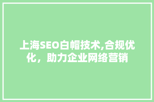 上海SEO白帽技术,合规优化，助力企业网络营销