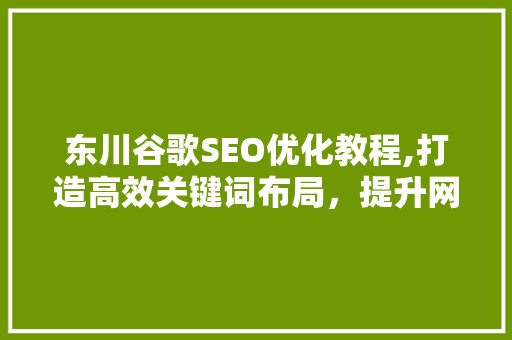 东川谷歌SEO优化教程,打造高效关键词布局，提升网站排名