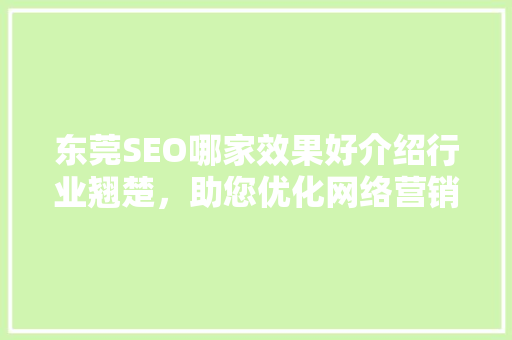 东莞SEO哪家效果好介绍行业翘楚，助您优化网络营销