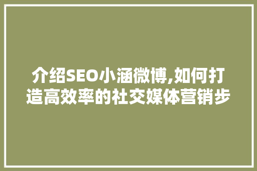 介绍SEO小涵微博,如何打造高效率的社交媒体营销步骤